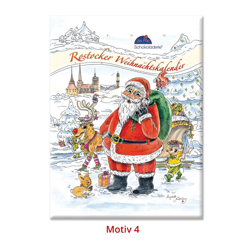 Bild 1 von Rostocker Weihnachtskalender  Weihnachtsmann - Trüffel/Pralinenmischung * mit Alkohol - Motiv 4